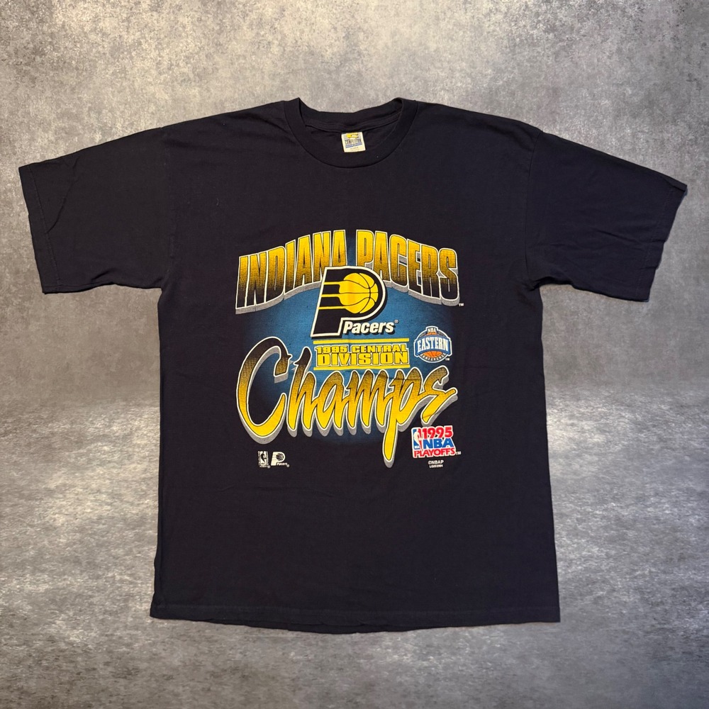Vintage 1995 Indiana Pacers Champs T Shirt Mens XL Competitor NBA Playoffs Navy